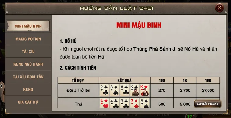 Minigame Mini Mậu Binh Tại B52 Club Đấu Trường Chiến Thuật Đỉnh Cao Cho Cao Thủ