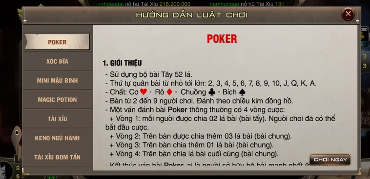 Sảnh Poker Tại B52 Club Nơi Hội Tụ Những Chiến Thần Bài Đỉnh Cao Nhất Hiện Nay