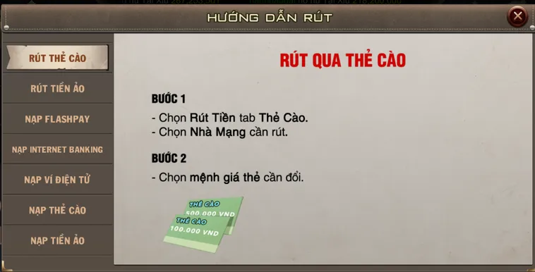 Rút tiền thẻ cào an toàn - bảo mật  -  tiền về chỉ sau 5 phút.